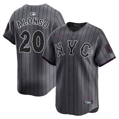 Men's New York Mets #20 Pete Alonso Nike Graphite 2024 City Connect Limited Player Jersey